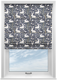 Bunny Meadows, Moonlit Grey - Twist&Fit Roman Blind